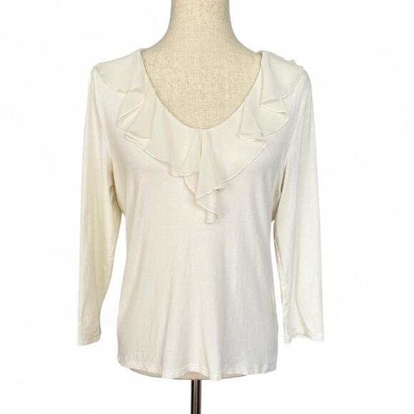 Cream ralph lauren ruffle top - Picture 1 of 4